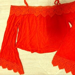 Off the shoulder Forever 21 bell sleeve lace top